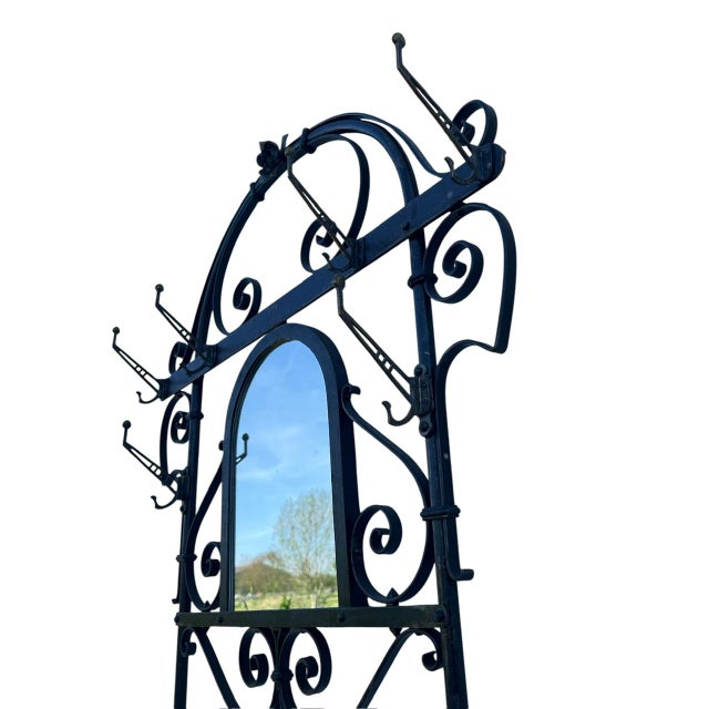 Art Nouveau Wrought Iron Coat Rack with Umbrella Stand, 1900s For Sale - Image 4 of 10