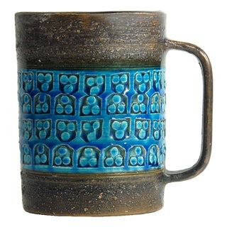 Italian Rimini Blue Ceramic Mug by Aldo Londi for Bitossi, 1970s For Sale