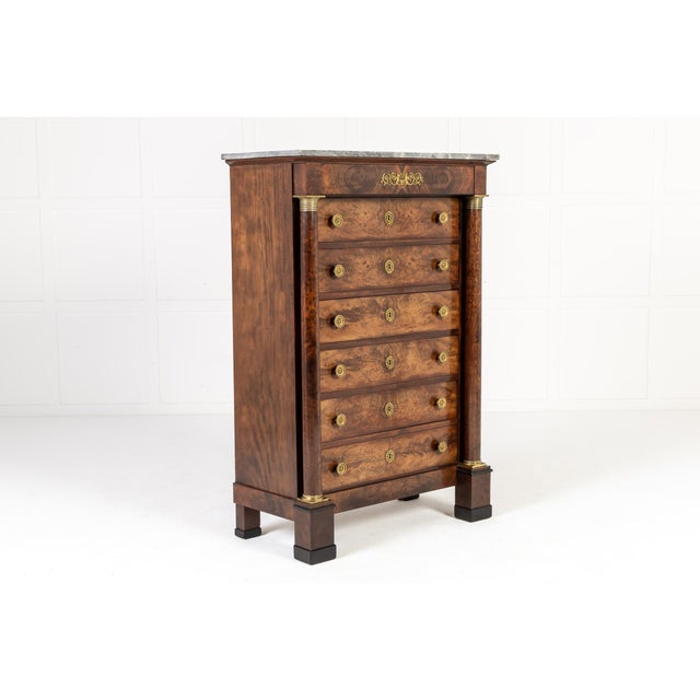 Early 19th century french mahogany semainier an exceptional quality 19th century french mahogany semainier with marble...