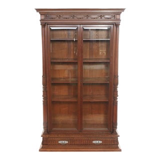 19th Century French Chaleyssin Freres Hand Carved Walnut Cabinet For Sale