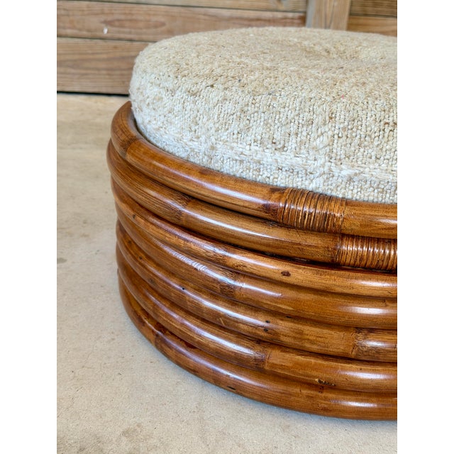 Vintage Restored Stacked Bent Rattan Ottoman or Footstool Manner of Paul Frankl For Sale In Naples, FL - Image 6 of 12