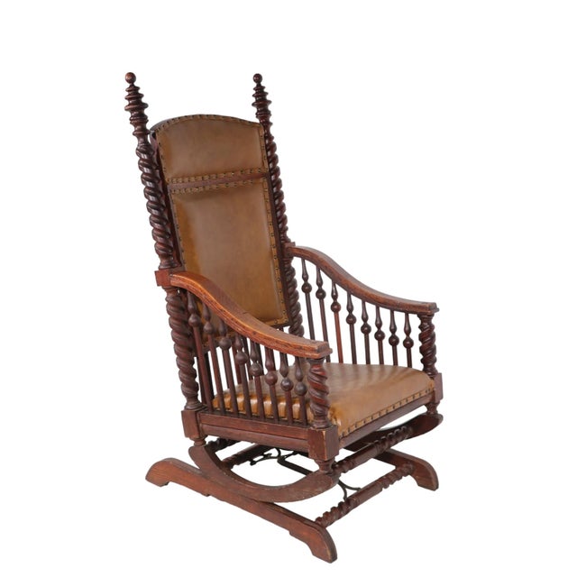 Wood Victorian Stick and Ball Twist Frame Platform Rocking Chair For Sale - Image 7 of 12