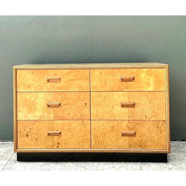 Late 20th Century Vintage Henredon "Scene Two" Burl Wood Six-Drawer Dresser For Sale - Image 5 of 12