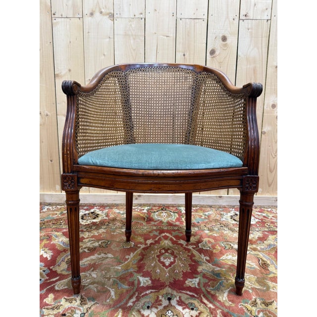 Wood Louis XVI Style Stained Wood Desk Chair with Cane Seat, 19th Century For Sale - Image 7 of 7