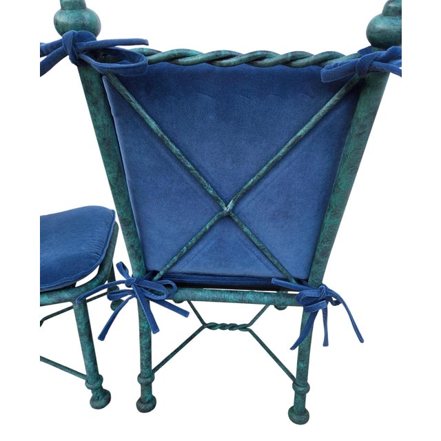 2 Vintage Pompeii Babylon Designer Side Chairs Twisted Aluminum Faux Verdigris For Sale In Philadelphia - Image 6 of 13