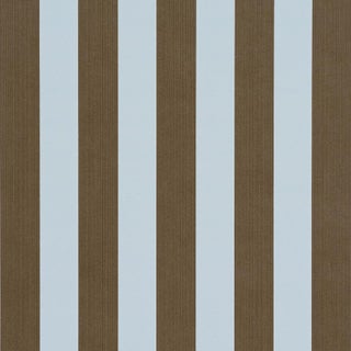 Sample - Schumacher Edwin Stripe Medium Wallcovering In Brown & Sky For Sale