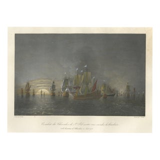 After Baron Théodore Gudin, Chevalier De Saint-Pol Fighting a Dutch Squadron, 1840, Engraving For Sale