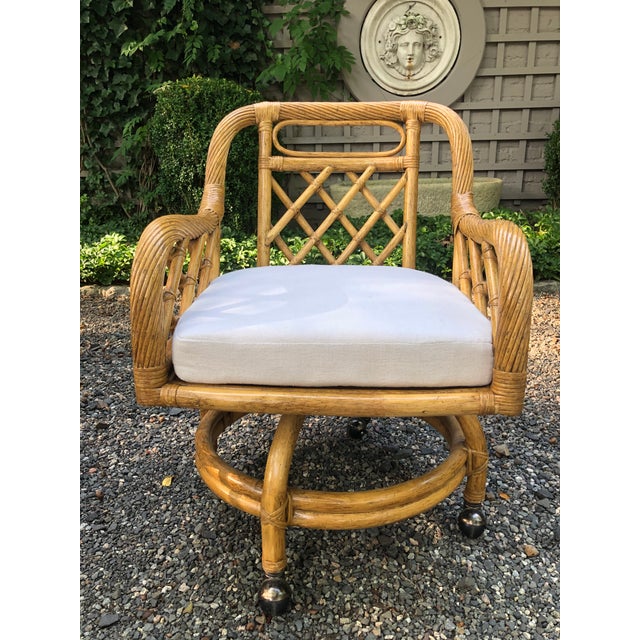 MidCentury Franco Albini Style Rattan Swivel Dining Chairs Set of 6 Chairish