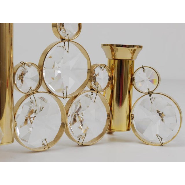 Gold Brass and Crystal Candleholder by Palwa Gaetano, 1970s For Sale - Image 8 of 12
