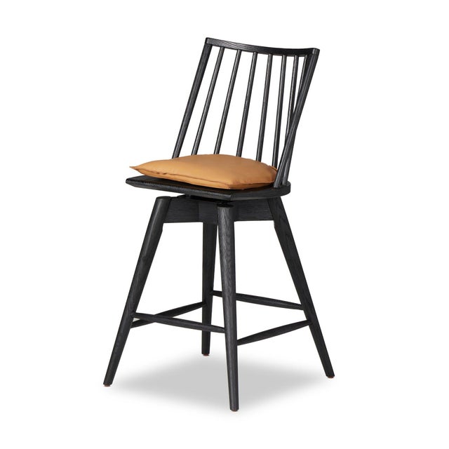 Contemporary Four Hands Lewis Swivel Counter Stool - Whiskey Saddle For Sale - Image 3 of 10