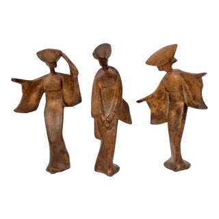 Mid-Century Cast Iron Geisha Figures For Sale
