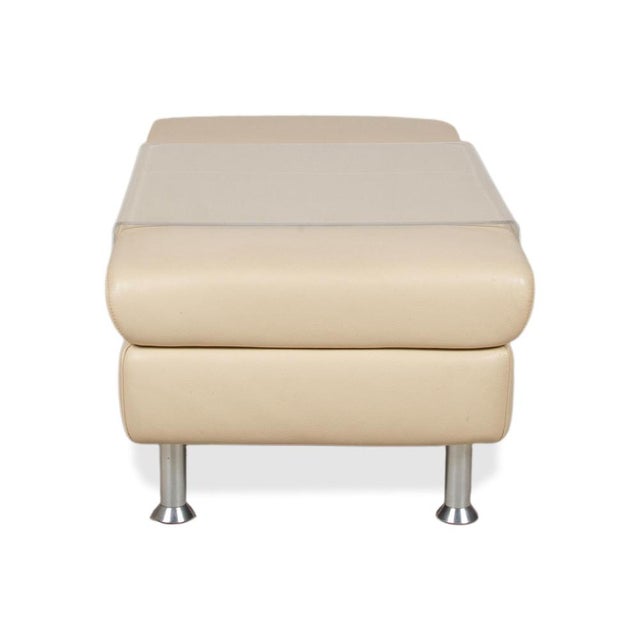Cream Leather Ottoman from Willi Schillig For Sale - Image 8 of 9