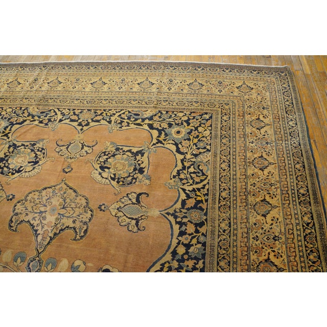 Peach Splendid Rust Color and Medallion Pattern Antique Persian Tabriz Haji Jalili Rug For Sale - Image 8 of 8