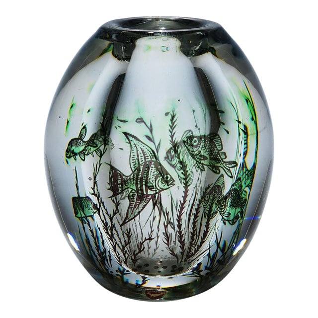 Vintage Fish Graal Vase by Edward Hald for Orrefors, Sweden 1947 For Sale