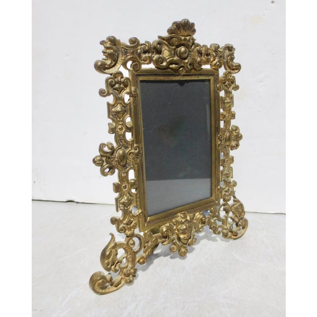 Late 19th Century Antique Brass Gothic Style Photo Frame 19th Century For Sale - Image 5 of 13