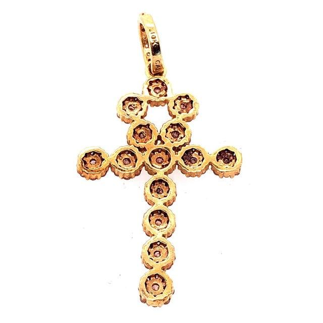 Metal 14 Karat Yellow Gold Religious Charm / Pendant With Round Zirconium For Sale - Image 7 of 12