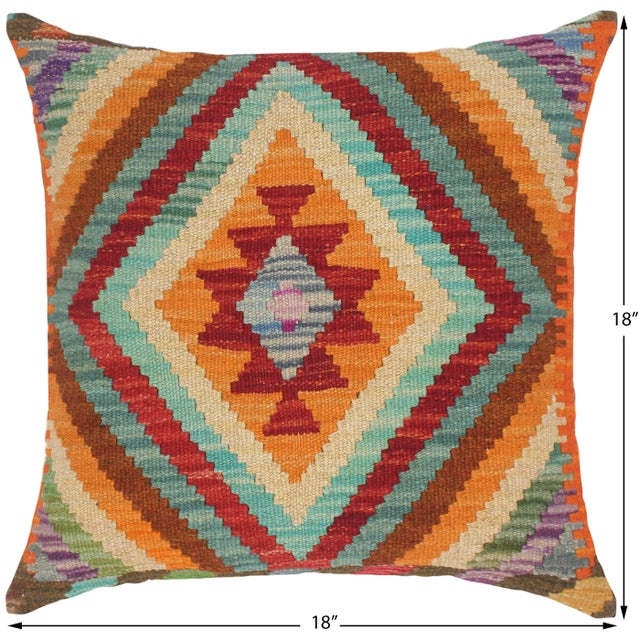 Shabby Chic Turkish Alicia Hand Woven Kilim Throw Pillow For Sale - Image 4 of 5