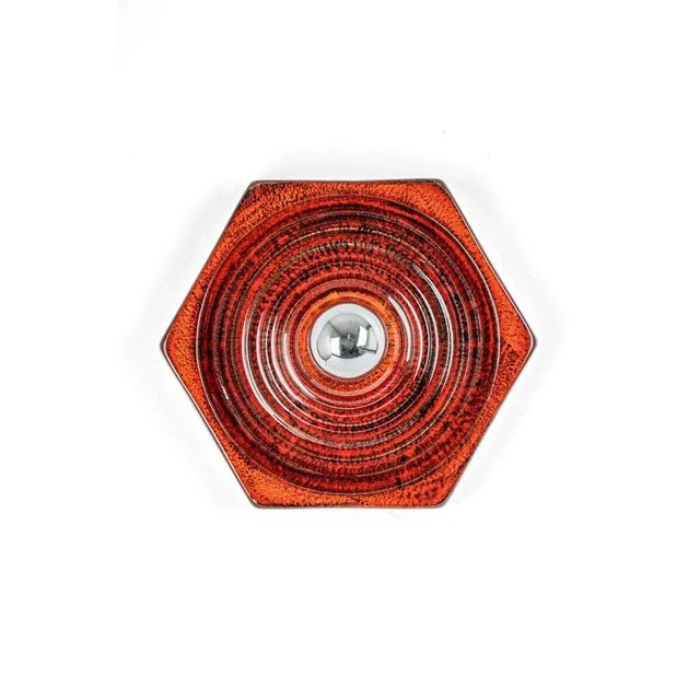 Ceramic red and orange wall light sputnik germany 1970s. Heavy quality and in very good condition. Cleaned, well-wired and...
