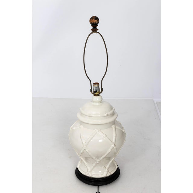 1960s Vintage White Hollywood Regency Faux Bamboo Lamp For Sale - Image 10 of 10