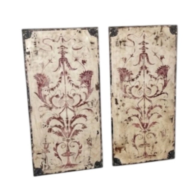 2000 - 2009 Pair of Vintage Distressed Botanical Wooden Wall Panel For Sale - Image 5 of 12