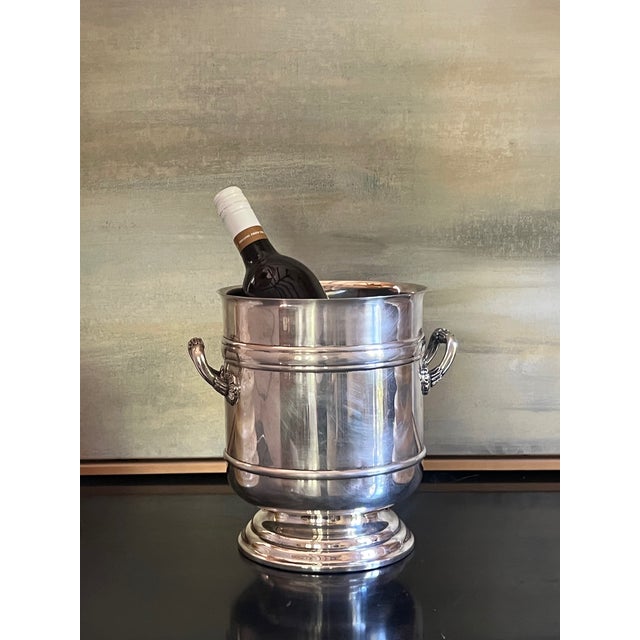 Christofle silverplated champagne bucket in the "Sully" pattern, made in France in the 1970's. Hallmarked with stamp used...
