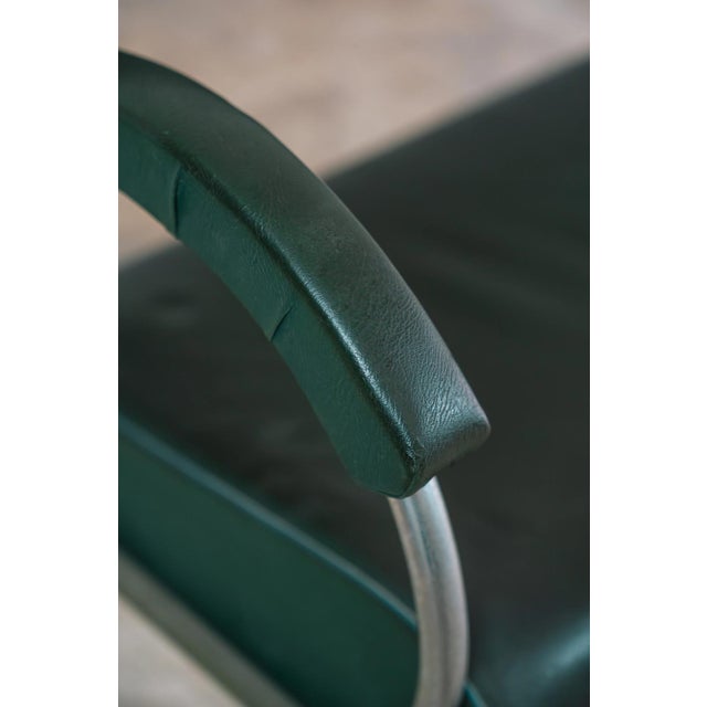 Metal Vintage Bauhaus 2-Seater Sofa in Tubular Steel and Green Skai, 1940s For Sale - Image 7 of 11
