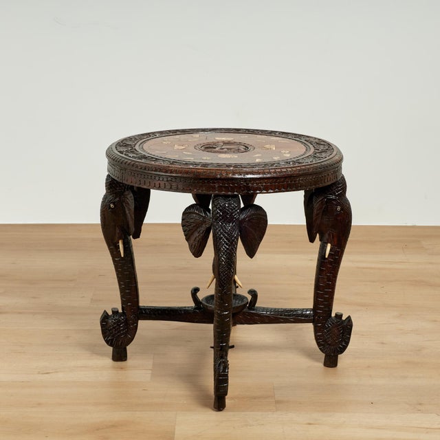 Antique Anglo Indian Inlaid and Carved Table or Stand For Sale - Image 13 of 17