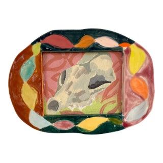 Stone Dust, Original Oil Painting in Ceramic Frame, by Molly Mansfield For Sale