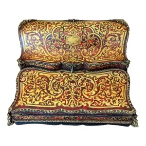 Antique 19th-Century French Napoleon III Inkwell | Gilt Bronze & Ebonized Wood