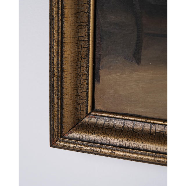 1930s Interior Painting Lady at the Piano in Gilt Frame from the 1930s For Sale - Image 5 of 8