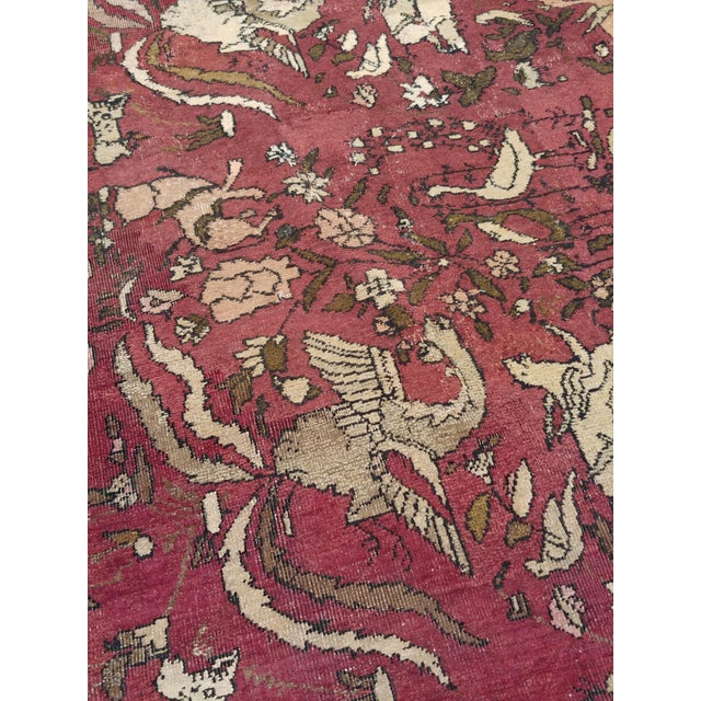 Antique Indian Agra Carpet, Hunting Rugs, Oriental Rugs, Red, Gold, Ivory, Brown For Sale - Image 10 of 18