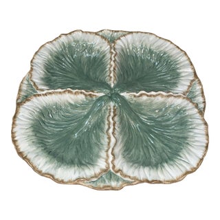 Vintage Fitz and Floyd Classics 4-Part Green Cabbage Leaf Platter/Tray For Sale