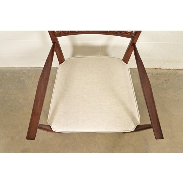 Wood Paul McCobb Irwin Collection Mid-Century Modern Sculpted Walnut Cane Back Armchairs, Newly Refinished For Sale - Image 7 of 12