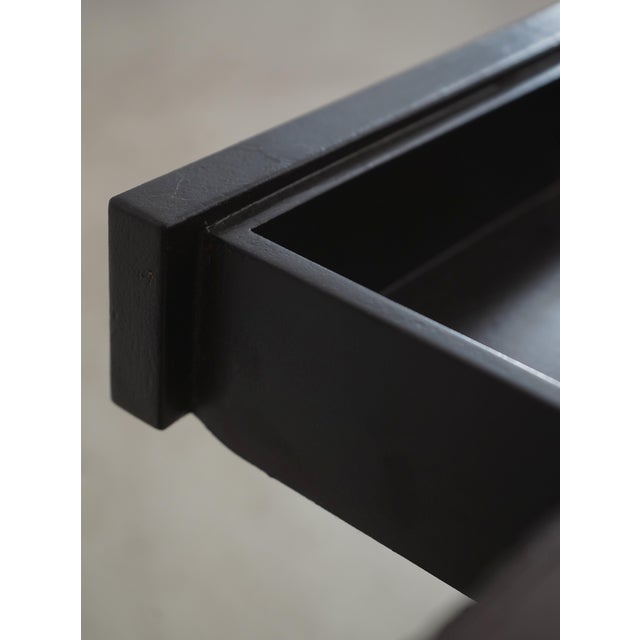1980s Leather Top Metal Base 1 Drawer Console Table For Sale - Image 5 of 18