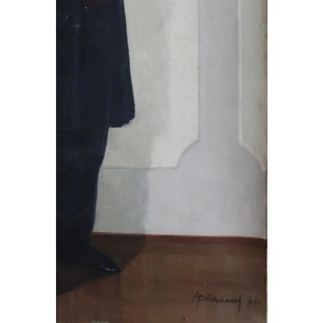 Karl Marx Portrait, Antique Oil Painting, Socialist Realism Art 200-130 For Sale - Image 6 of 6