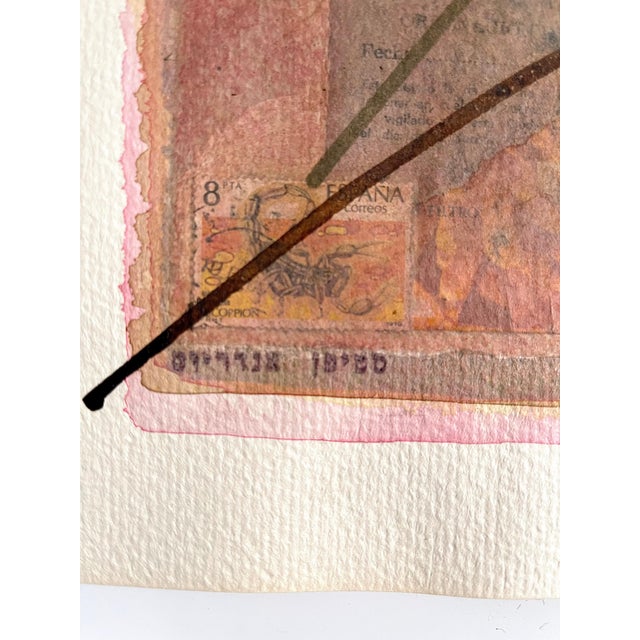 Early 20th Century Stephen Andrews, Canadian Art Mixed Media Collage Assemblage Painting Hebrew Canada Stamp For Sale - Image 5 of 9