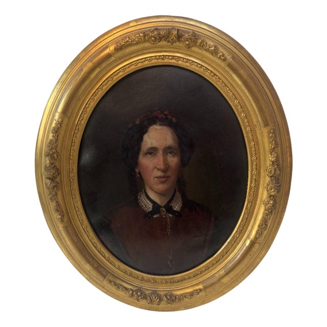 Biedermeier Portrait, 1870s, Oil Painting, Framed For Sale