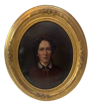 Biedermeier Portrait, 1870s, Oil Painting, Framed