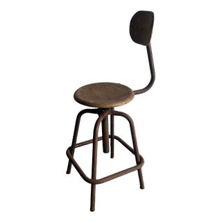 Industrial Adjustable Workshop Stool, 1930s For Sale