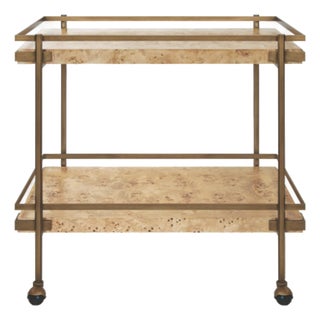 Matthew Izzo Home Cash Light Burlwood Bar Cart With Brass Details For Sale