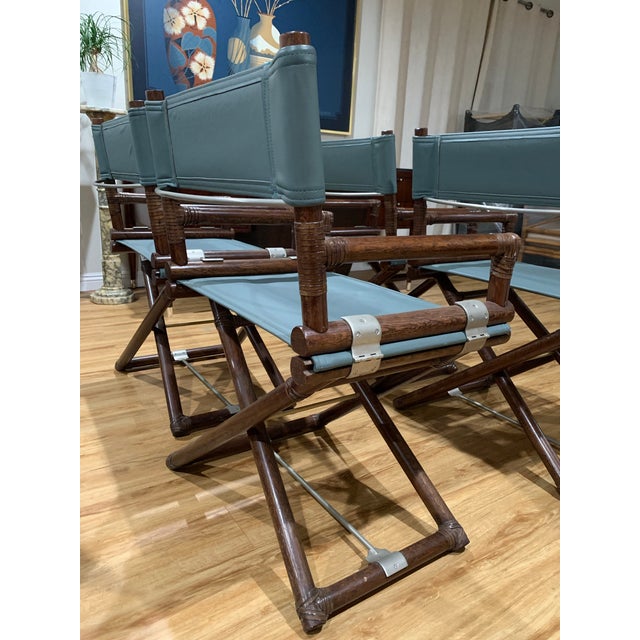 McGuire 1970s McGuire Director’s X -Chairs in Blue Sage Leather For Sale - Image 4 of 11