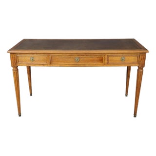 Sophisticated Three Drawer French Leather Top Louis XVI Style Writing Desk For Sale