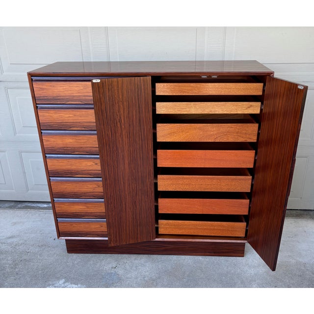 Mid-Century Modern Vintage Danish Westnofa Rosewood Dresser Gentleman's Chest Drawers Highboy For Sale - Image 3 of 14