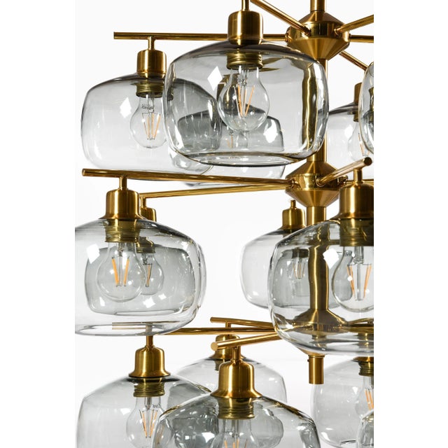 Large Ceiling Lamp in Brass and Glass attributed to Holger Johansson, 1952 For Sale - Image 3 of 13