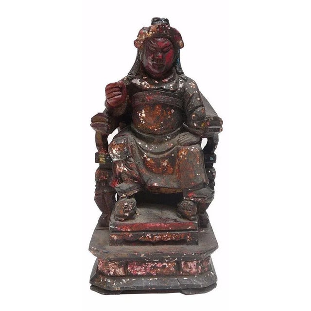 Vintage Wooden Carved Home Guardian God Heaven Soldier Figure For Sale In San Francisco - Image 6 of 6