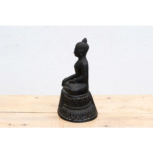 Black Captivating Metal Buddha With Patinated Finish For Sale - Image 8 of 12
