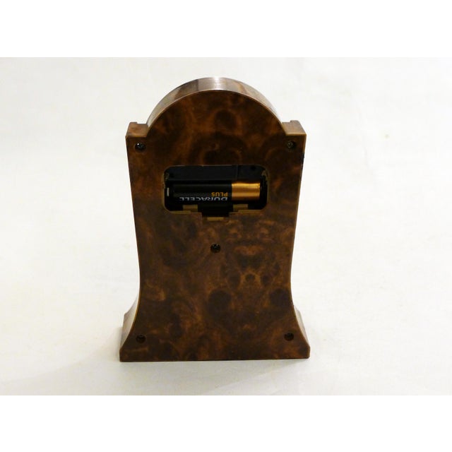 1980s Small Postmodern Plastic Clock with Precious Wood-Like Finish, 1980s For Sale - Image 5 of 9