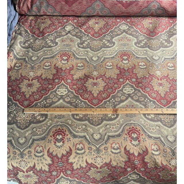 Red Yard Robert Allen Grainnes Charm Tapestry Upholstery Fabric Red Umber 9 Available For Sale - Image 8 of 11