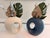 Pair of Portuguese Modernist Sculptural Donut Vases by Sporvil Ceramics | Blue & Speckled White For Sale - Image 4 of 8
