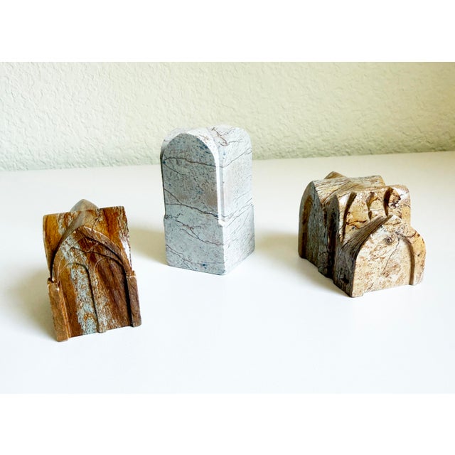 An incredible collection of five hand-carved stone miniature architectural studies. These pieces showcase early and late...